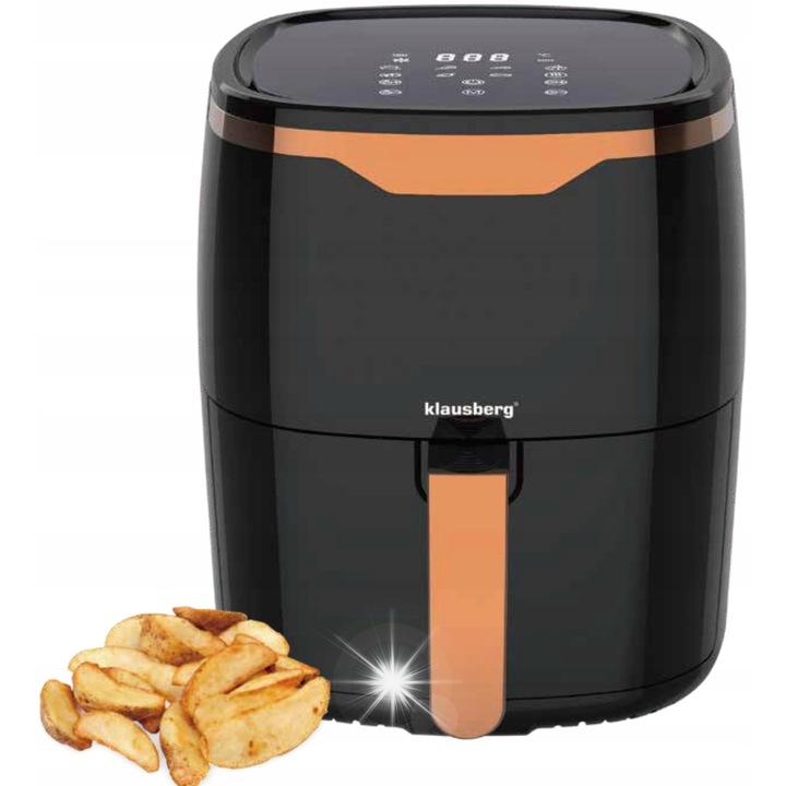 Klausberg KB-7599 olajsütő, 4,5L, 1400W, fekete, 60 perces időzítővel