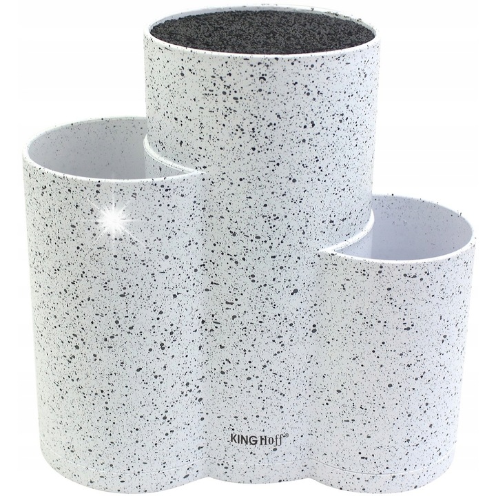 Поставка за прибори Kinghoff KH-1585, 3 в 1, бяла, 11x22см, за 6 ножа