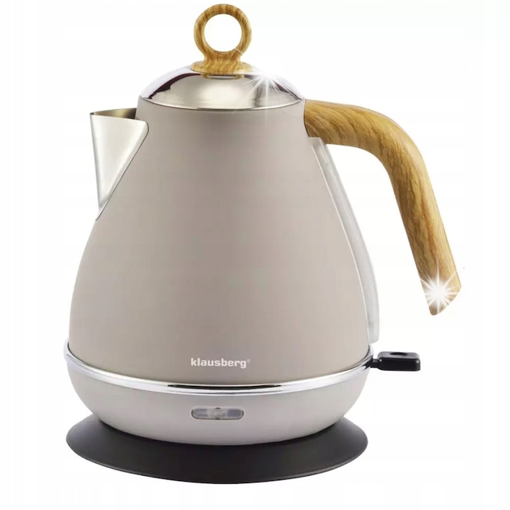 Fierbator electric rotativ 1,7 L, Klausberg, inox, fara fir, culoare bej mat