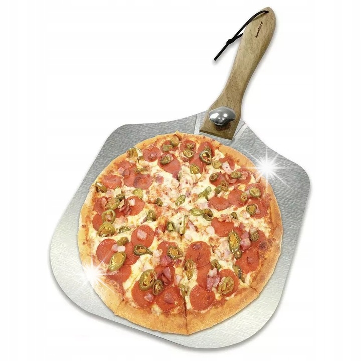 Lopata pentru pizza Klausberg, 30.5x30.5cm, inox, maner din lemn, pliabil