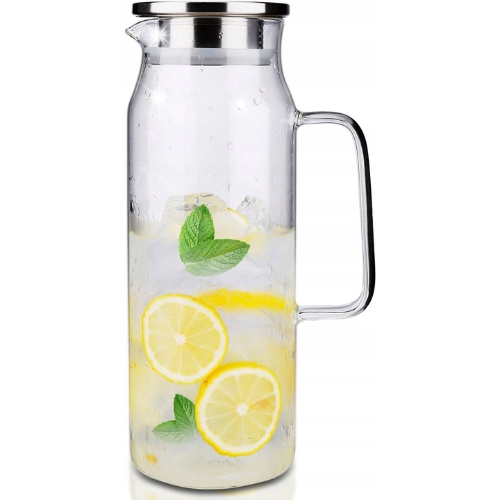 Klausberg 1.5L üveg kancsó, vízhez, gyümölcslevekhez, italokhoz, magasság 26.8cm, átmérő 10cm