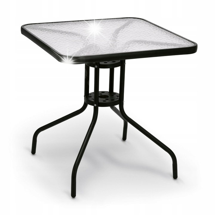 Mese gradina Tadar, set, 70x70cm, sticla, metal, negru