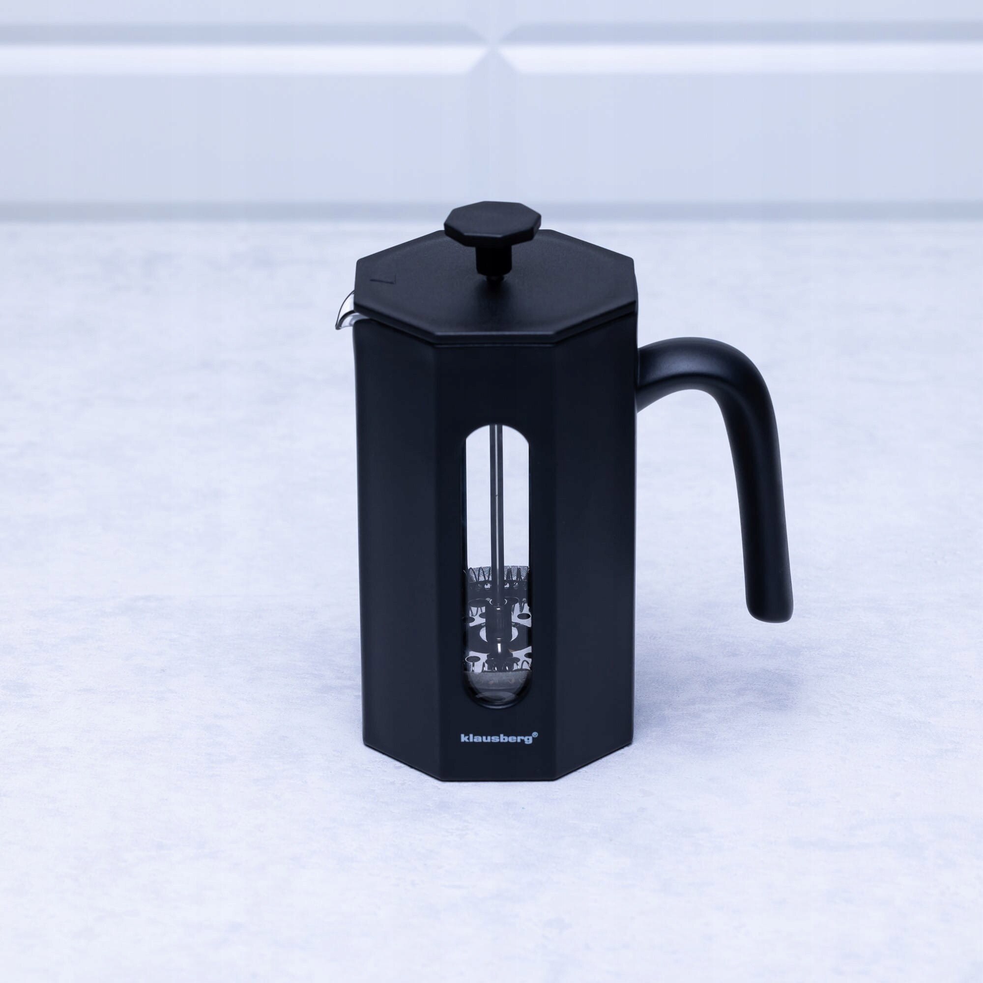 French Press Klausberg KB-7678, 0.8L, negru mat, otel inoxidabil si sticla borosilicata