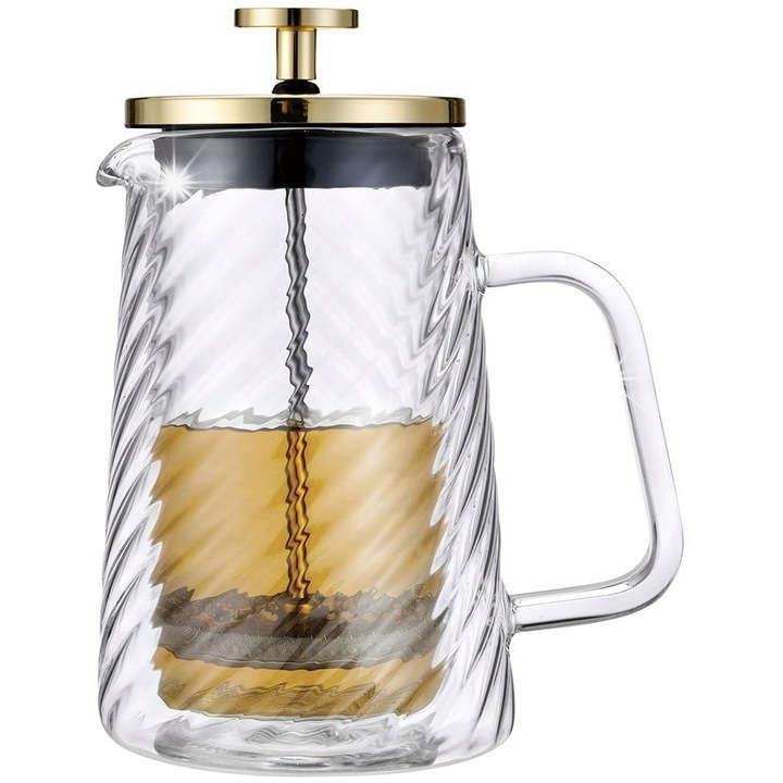 Zaparzacz de cafea si ceai, 1000ml, sticla borosilicata, aurie, KLAUSBERG