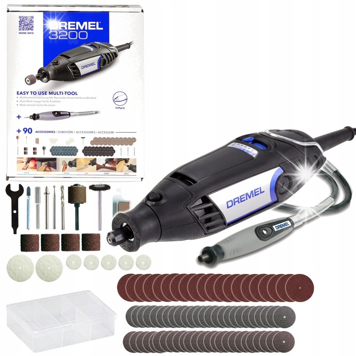 Slefuitor inalt DREMEL 3200, set 90 accesorii, rola flexibila, 230V, 130W
