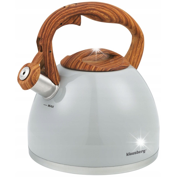 Ceainic Klausberg 3,0L, inox, gri, pentru toate tipurile de plite