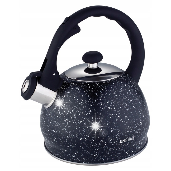 Ceainic din inox cu gwizd, Kinghoff, 2L, negru, pentru toate tipurile de plite