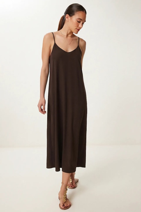 Rochie Midi Happiness Istanbul, Croiala Lejera, Maro, poliester/bumbac, M INTL