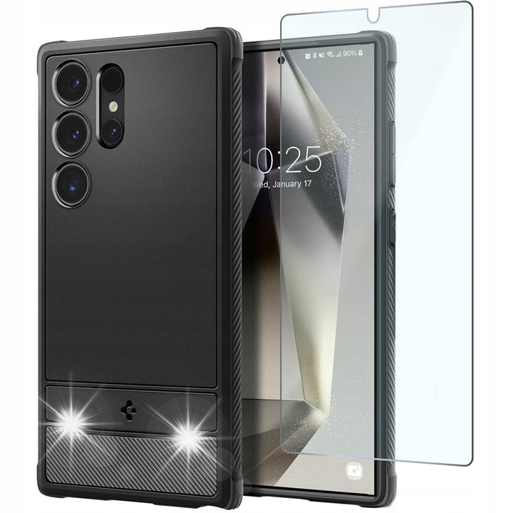 Husa telefon Spigen pentru Galaxy S24 Ultra, mocne, protectie, set cu sticla
