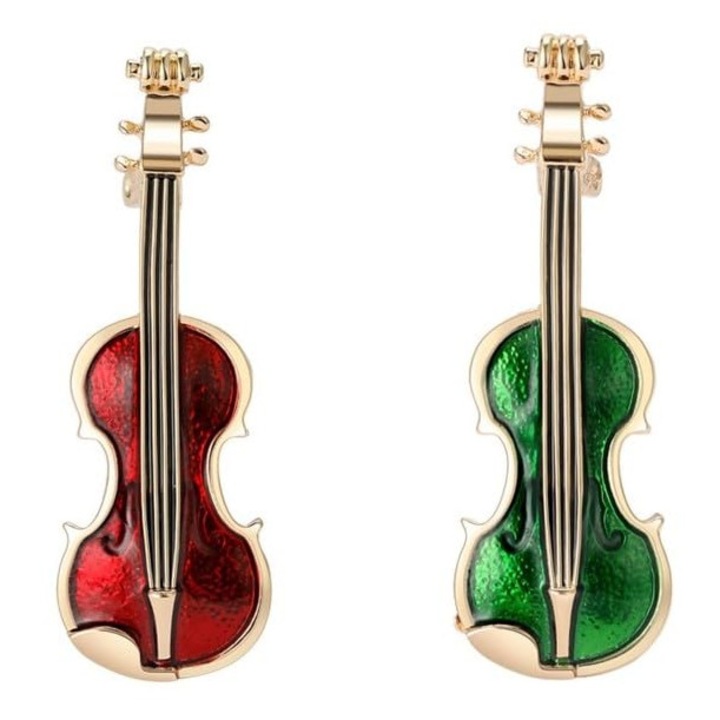Set 2 Ace Vioara Metalice Verde Rosu