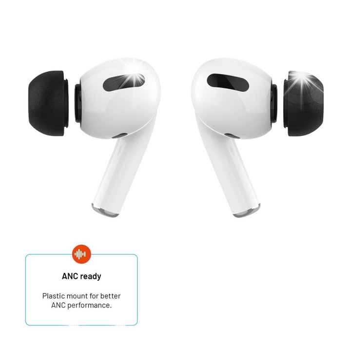 Wkladki pentru AirPods Pro 2, Fixed, 2 seturi, negru, L