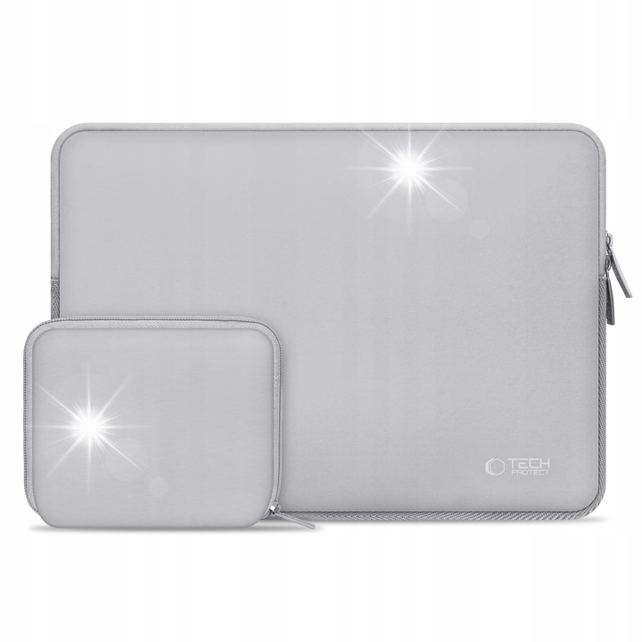 Tech-Protect NeoSlim 13-14" laptop tok, szürke Crayon, mini kiegészítő tokkal, méretek 36x26x1,8cm, 15,5x13,3x1,5cm
