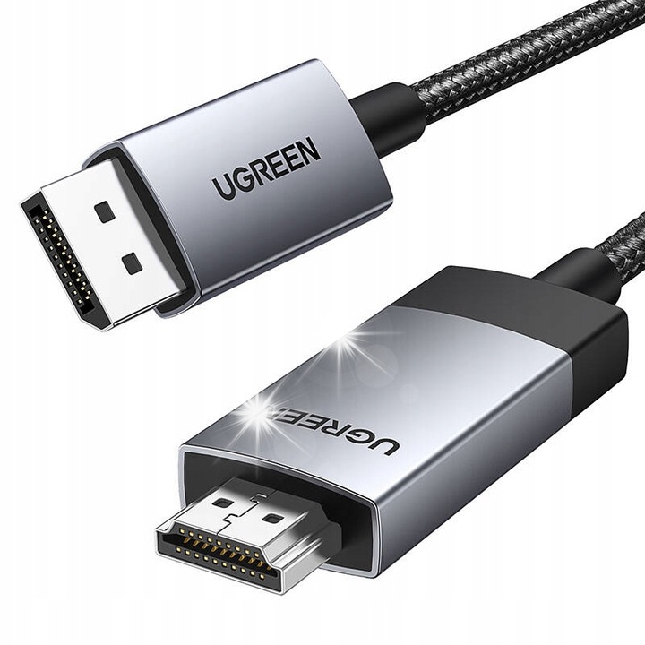 DisplayPort - HDMI kábel, UGREEN, 4K 60Hz, 2m, masszív kivitel