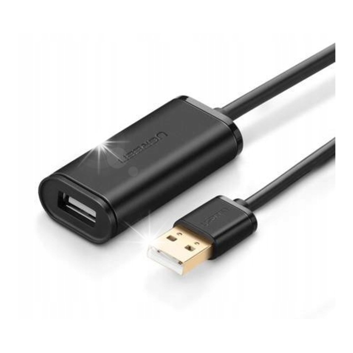 Активен удължителен кабел USB 2.0 UGREEN, 10м, 480Mbps, черен