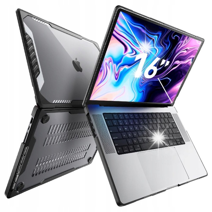 Supcase Unicorn Beetle Pro tok MacBook Pro 16 2021-hez, fekete, ütésálló, könnyű