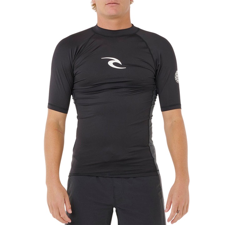Спортна тениска RIP CURL, къс ръкав, UV защита, черна, бързосъхнеща материя