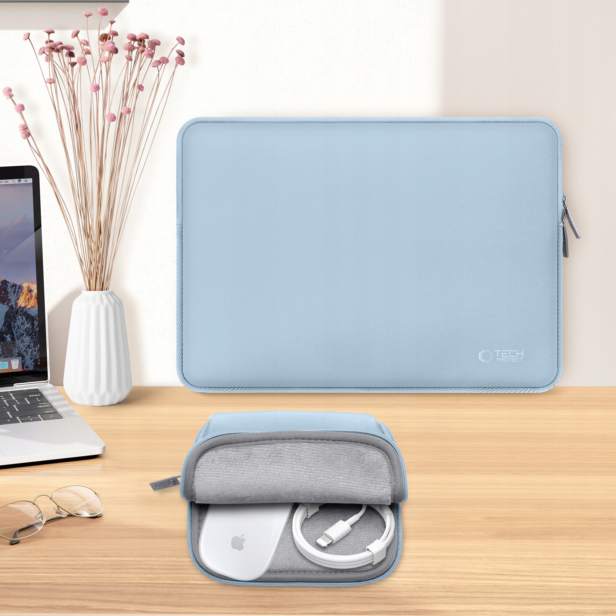 Husa laptop Tech-Protect NeoSlim set, albastru, 40x28x2cm