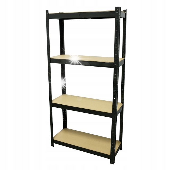 Гаражен стелаж 150x75x30см, 4 рафта, капацитет 150кг, черен