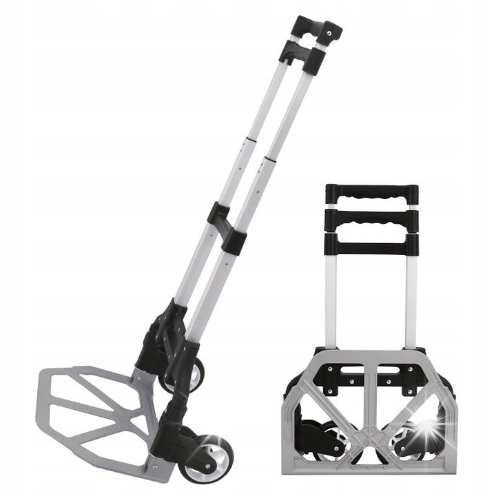 XL-Tools összecsukható háztartási kocsi, alumínium, 3 magasság, gumi kerekek, 63x38,5x5cm, 75kg