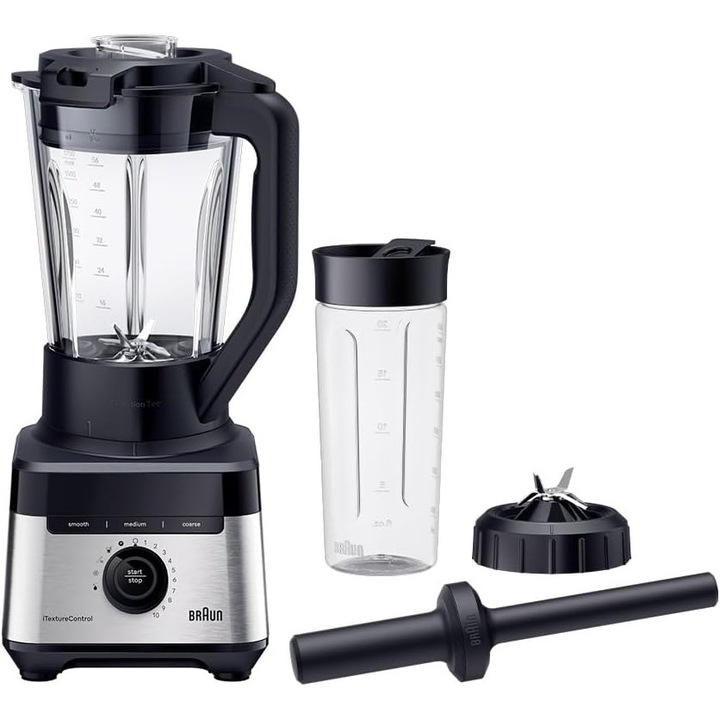 Braun PowerBlend 7 JB7551BK Stand Mixer – blender de masa 1400W, 1.7L, 10 viteze + Pulse, programe automate, negru