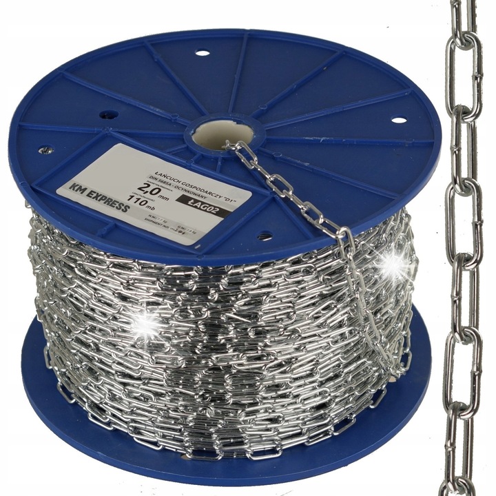 Домакинска верига Km Express D1 2мм, 110м, поцинкована, 125кг, комплект с ролка