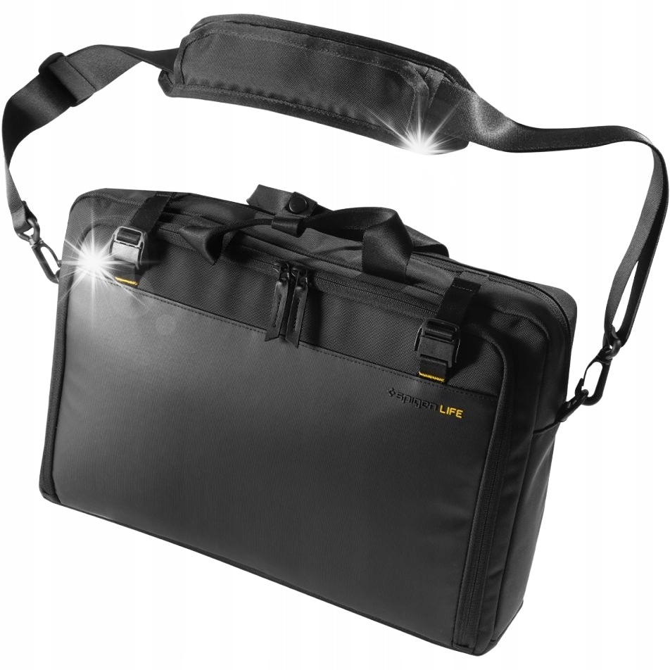 Geanta laptop Spigen KD300, neagra, 16 inch, cu suport mobil si compartiment pentru Apple AirTag
