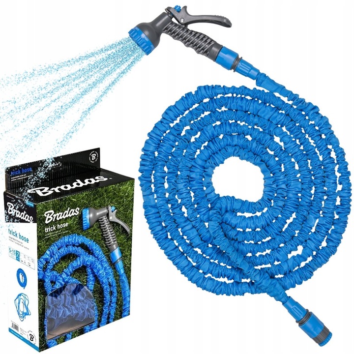 TRICK HOSE kerti tömlőszett 7,5-22m, kék, 2 csatlakozó, 7 funkciós szórópisztoly