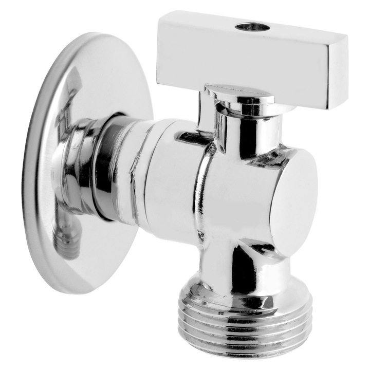 Robinet cu bila coltar Ferro, 1-2"x3-4", cu maner metalic, cu supapa de retur