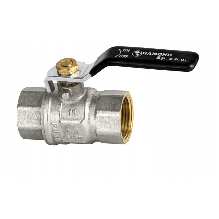 КРАН СФЕРИЧЕН С ТЕЖКА ДРЪЖКА 6/4 ЖЕНСКИ DN40 PN40 DIAMOND МОЩЕН С ПЪЛЕН ПРОХОД