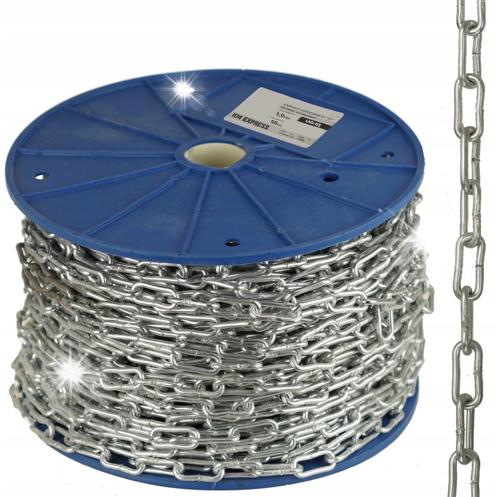 Lant gospodaresc Km Express D1 3mm, 60m, zincat, 280kg, set 1 rola