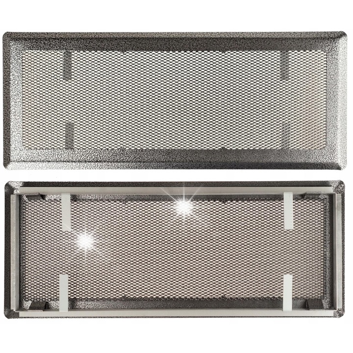 Grilaj de ventilatie metalic Km Express 16x45cm, argintiu antic, montare rapida, rezistent la temperaturi
