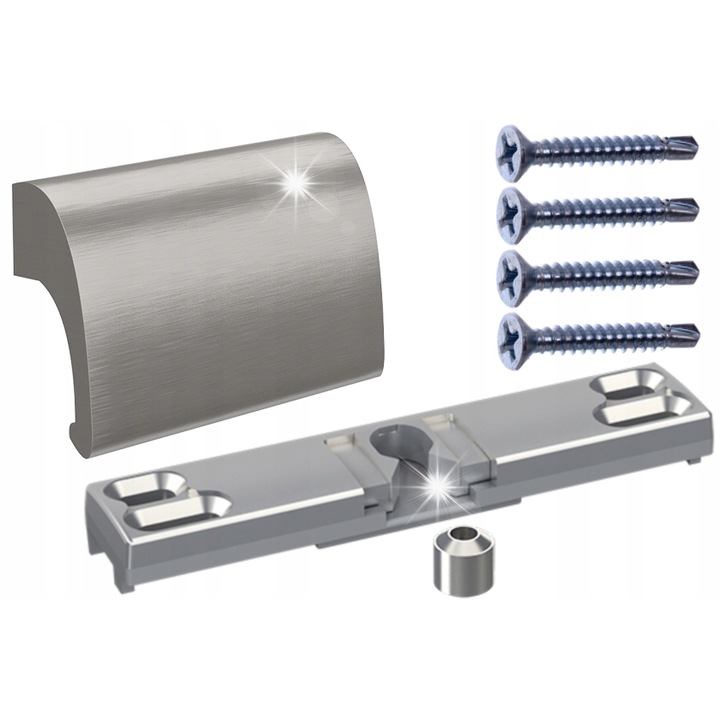 Zatrask balcon, Km Express, aluminiu, inox periat, 52,5x82mm, set de 2 bucati