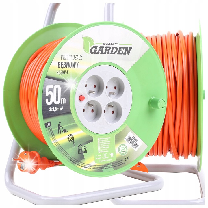 Prelungitor cu tambur Standard Line 50m, 16A, 3680W, 3x1,5mm, 4 guri, Stalco