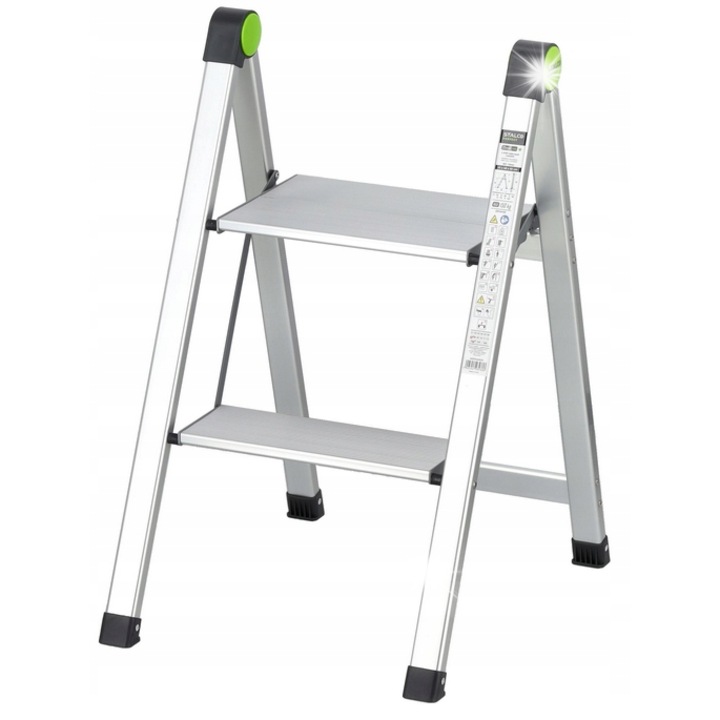 MINI SLIM összecsukható munkalétra, 2 fokos, Stalco, 150 kg, 408x485x653mm, alumínium
