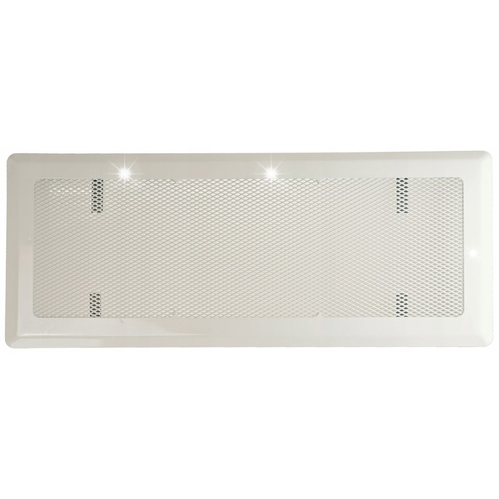 Grilaj de ventilatie Km Express, metal, 16x45cm, alb, montaj rapid, rezistent la temperaturi