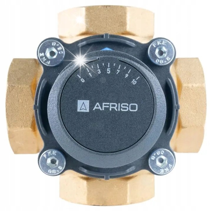 Afriso ARV 486 4-utas keverőszelep, DN40, Rp1 1/2", sárgaréz, 25 m3/h