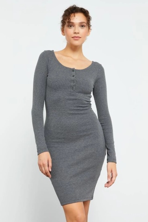 Rochie midi, TommyLife, gri, bumbac/elastan