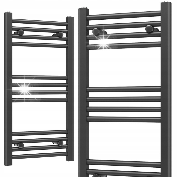 Calorifer baie Basic 40x80cm, 273W, 12 zebre, negru mat