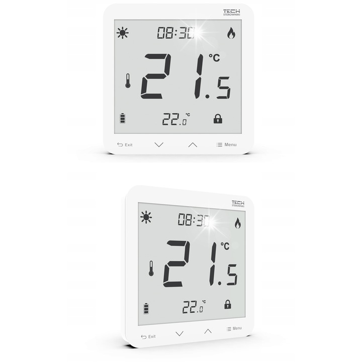 Vékony hőmérséklet-szabályzó ST-297 v3, TECH, fehér, 5-35°C, vékony szerelés
