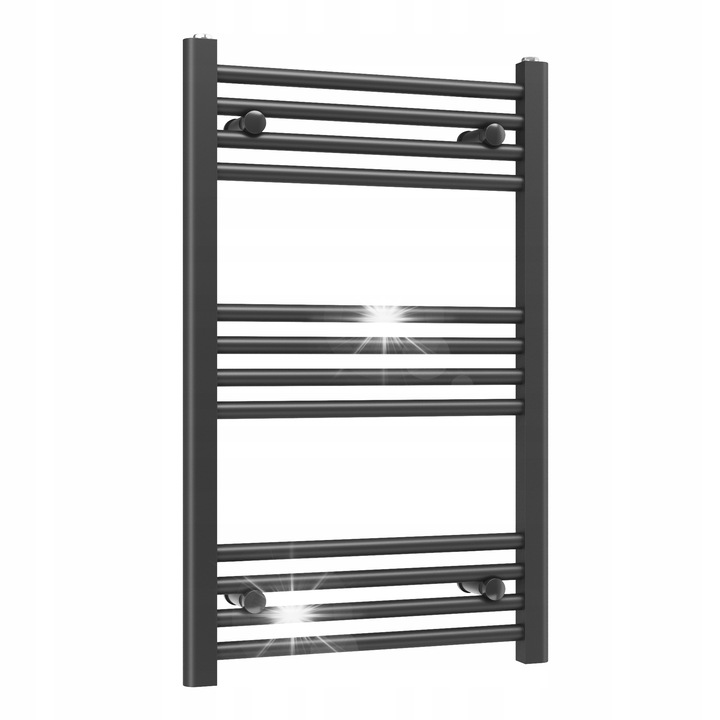 Radiator baie Gamma Basic 50x80cm, 322W, 12 zebre, negru mat