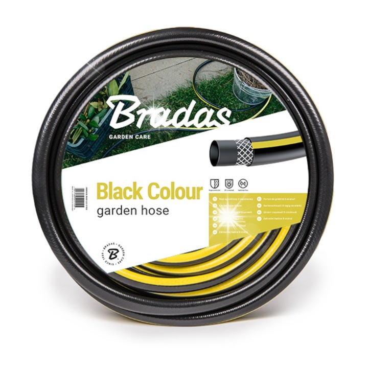 Bradas kerti tömlő 3/4'' 25m, UV-álló, 3 rétegű, sárga színű