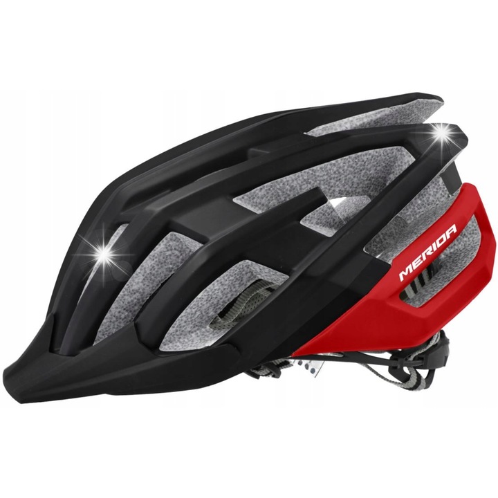 Каска Merida Buzz, L (57-61 см), черно-червено, In-Mold технология, Progressive Lock система, 23 вентилационни отвора