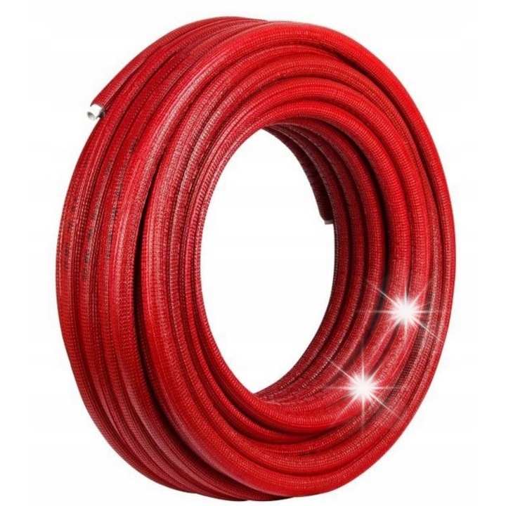Rura PEXb/Al/PEX, 25x2,5 mm, 50 m, izolatie PE 9 mm, rosie, pentru instalatii de apa si incalzire