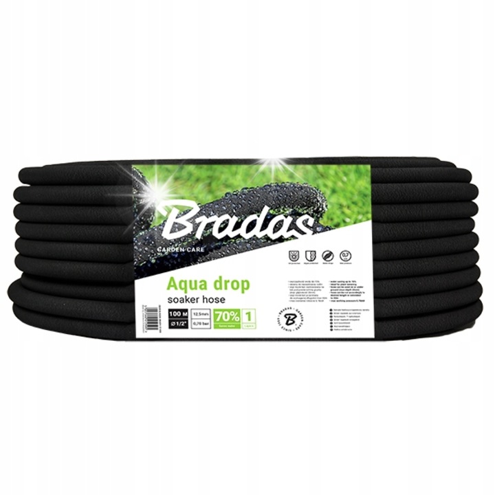 Öntözőtömlő, Bradas, AQUA-DROP, 100m, 1/2", rugalmas, ellenálló