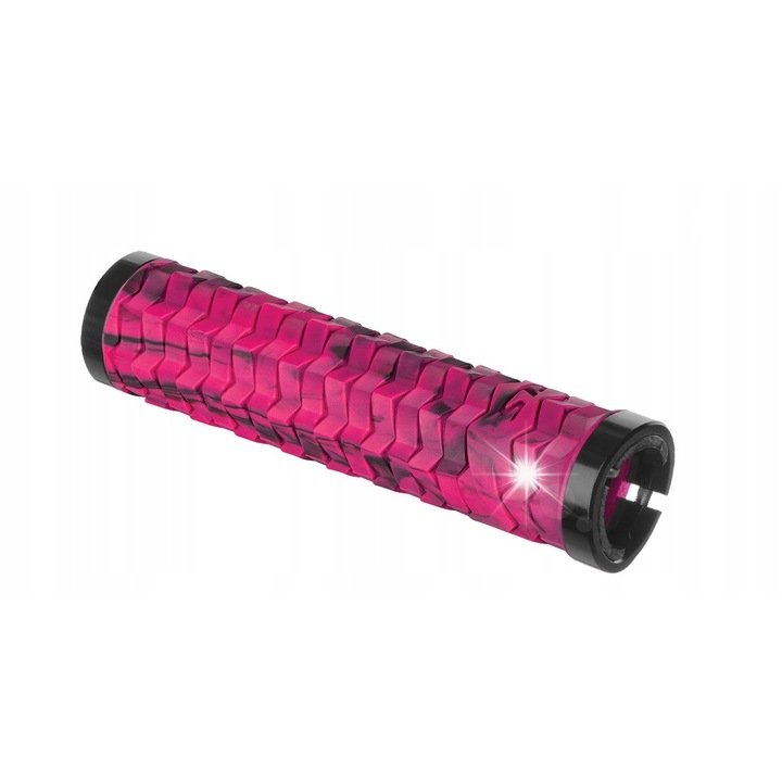 Kellys POISON kerékpár markolat, 135x30mm, rózsaszín/fekete, szett 2 rögzítővel és 4 LockON gyűrűvel