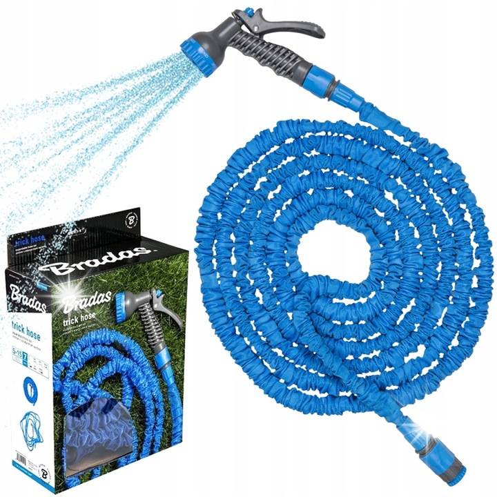 Set furtun gradinarit extensibil 5-15m cu pistol 7 moduri, verde