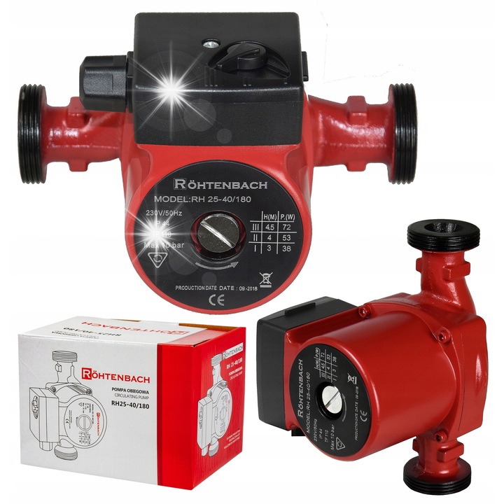 Pompa circulatie C.O. Rohtenbach RH 25-40/180, 4.5m inaltime, 230V, set cu suruburi