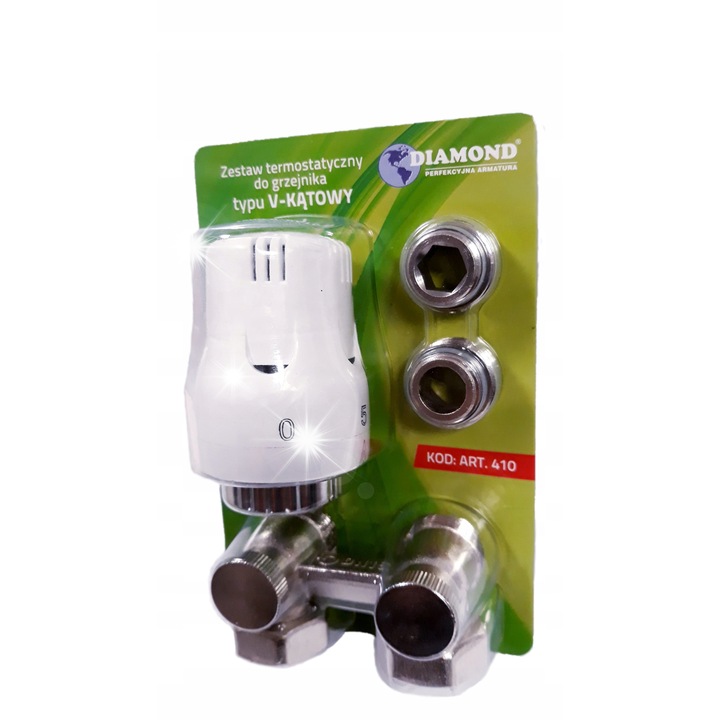Set termostatic pentru radiator tip V, Diamond, alb, M30x1.5mm