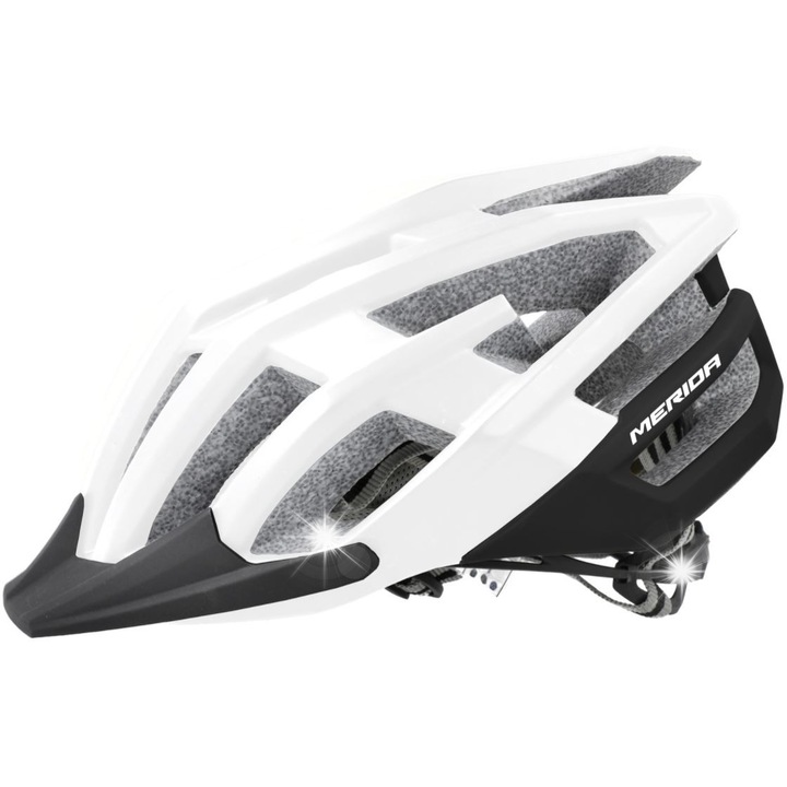 Спортна каска Merida Buzz, L (58-61 cm), бяла, In-Mold технология, система Progressive Lock, 23 вентилационни отвора
