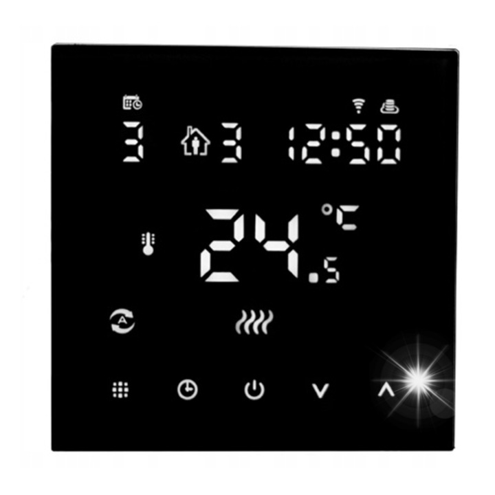 AURATON 2YA programozható termosztát, WiFi, érintőpanel, fekete, Smart Home szett